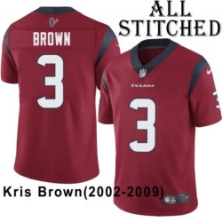 Red Embroidered Kris Brown Jersey Houston Texans #3 Stitched Jerseys