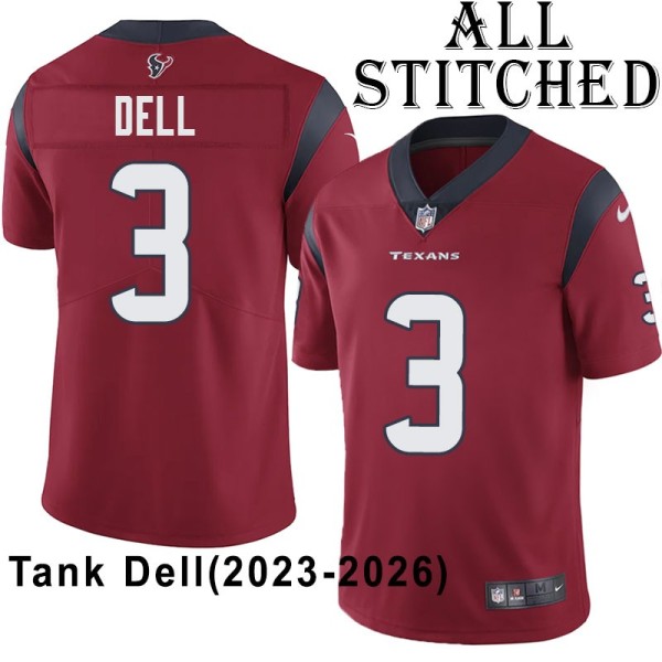 Red Embroidered Tank Dell Jersey Houston Texans #3 Stitched Jerseys