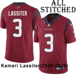 Red Embroidered Kamari Lassiter Jersey Houston Texans #3 Stitched Jerseys