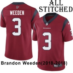 Red Embroidered Brandon Weeden Jersey Houston Texans #3 Stitched Jerseys