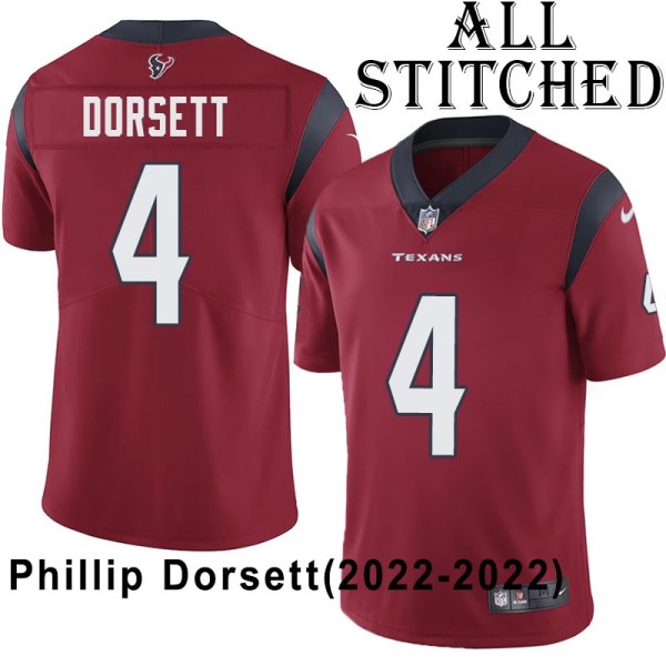 Red Embroidered Phillip Dorsett Jersey Houston Texans #4 Stitched Jerseys