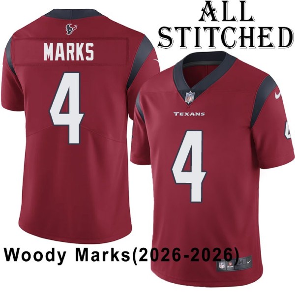 Red Embroidered Woody Marks Jersey Houston Texans #4 Stitched Jerseys