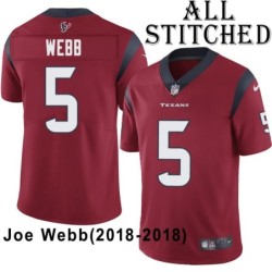 Red Embroidered Joe Webb Jersey Houston Texans #5 Stitched Jerseys