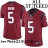 Red Embroidered Joe Webb Jersey Houston Texans #5 Stitched Jerseys