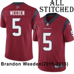 Red Embroidered Brandon Weeden Jersey Houston Texans #5 Stitched Jerseys