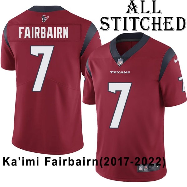 Red Embroidered Ka'imi Fairbairn Jersey Houston Texans #7 Stitched Jerseys