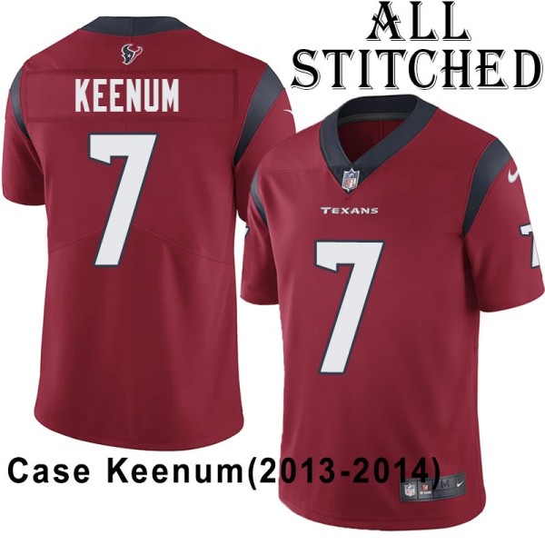 Red Embroidered Case Keenum Jersey Houston Texans #7 Stitched Jerseys