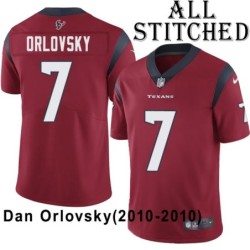 Red Embroidered Dan Orlovsky Jersey Houston Texans #7 Stitched Jerseys
