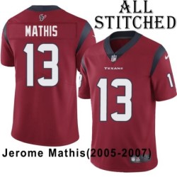 Red Embroidered Jerome Mathis Jersey Houston Texans #13 Stitched Jerseys