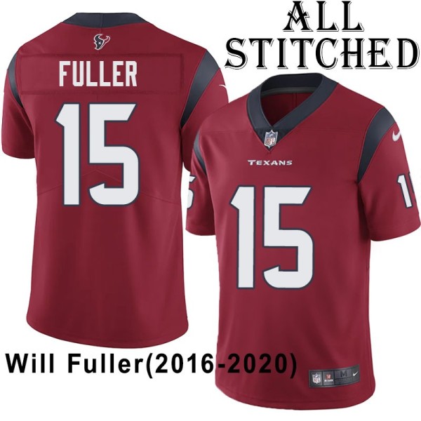 Red Embroidered Will Fuller Jersey Houston Texans #15 Stitched Jerseys