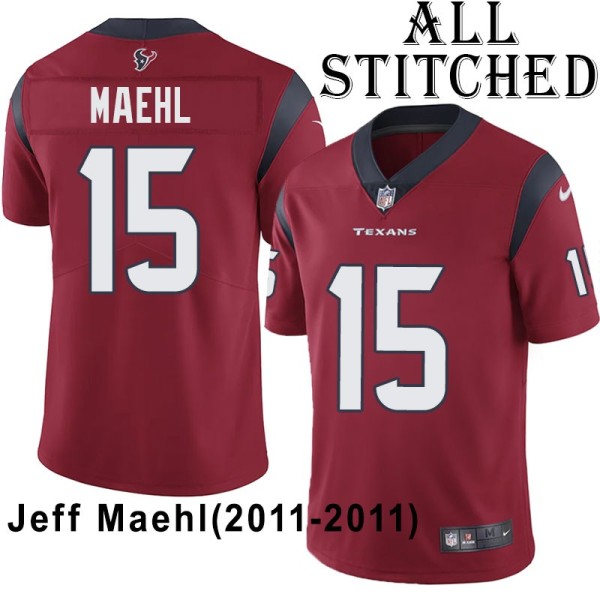 Red Embroidered Jeff Maehl Jersey Houston Texans #15 Stitched Jerseys