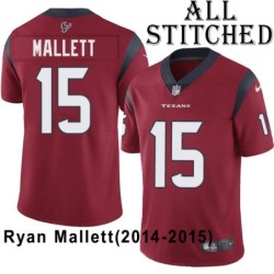 Red Embroidered Ryan Mallett Jersey Houston Texans #15 Stitched Jerseys