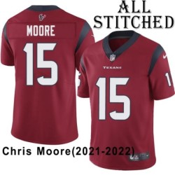 Red Embroidered Chris Moore Jersey Houston Texans #15 Stitched Jerseys