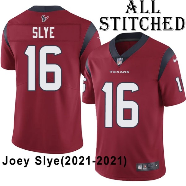 Red Embroidered Joey Slye Jersey Houston Texans #16 Stitched Jerseys