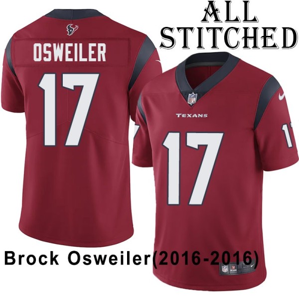 Red Embroidered Brock Osweiler Jersey Houston Texans #17 Stitched Jerseys
