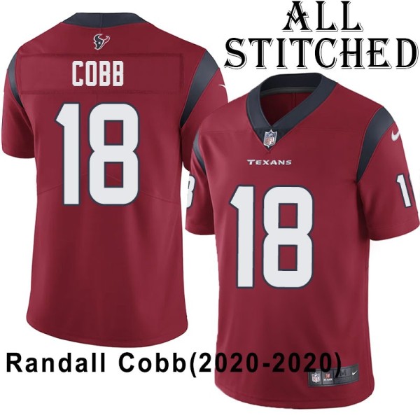 Red Embroidered Randall Cobb Jersey Houston Texans #18 Stitched Jerseys