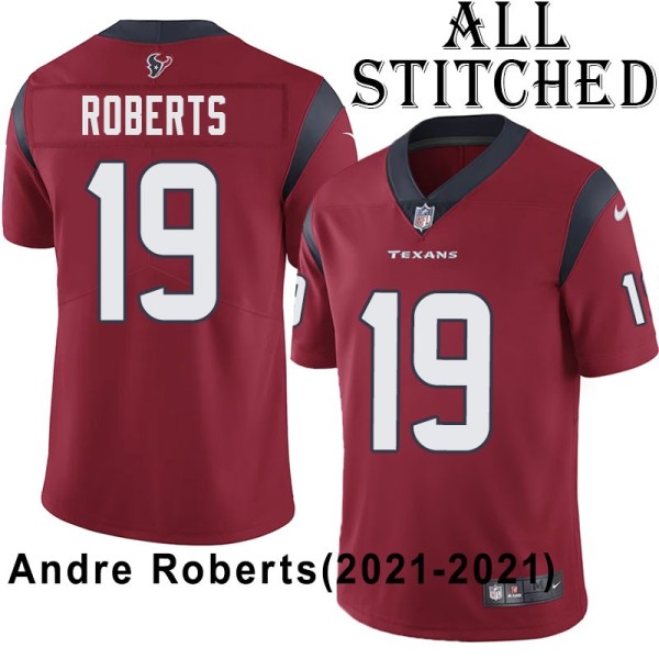 Red Embroidered Andre Roberts Jersey Houston Texans #19 Stitched Jerseys