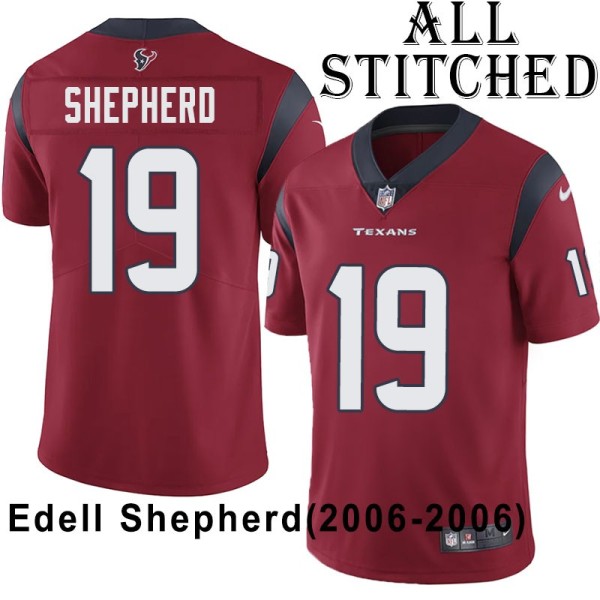 Red Embroidered Edell Shepherd Jersey Houston Texans #19 Stitched Jerseys