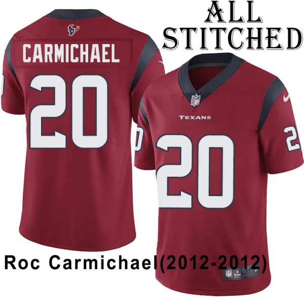 Red Embroidered Roc Carmichael Jersey Houston Texans #20 Stitched Jerseys