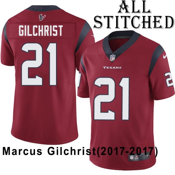 Red Embroidered Marcus Gilchrist Jersey Houston Texans #21 Stitched Jerseys