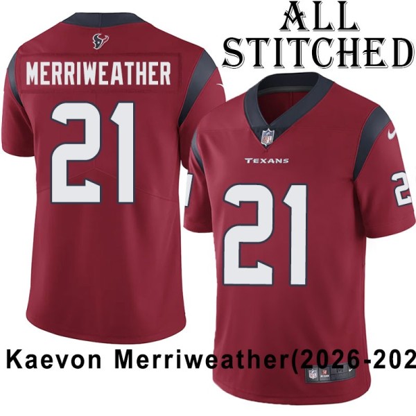Red Embroidered Kaevon Merriweather Jersey Houston Texans #21 Stitched Jerseys