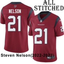 Red Embroidered Steven Nelson Jersey Houston Texans #21 Stitched Jerseys
