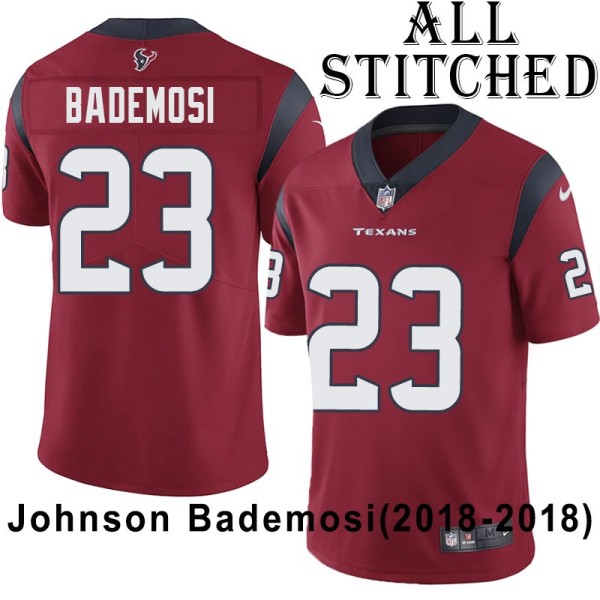 Red Embroidered Johnson Bademosi Jersey Houston Texans #23 Stitched Jerseys