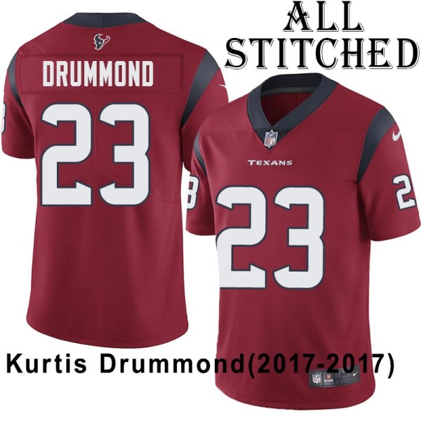 Red Embroidered Kurtis Drummond Jersey Houston Texans #23 Stitched Jerseys