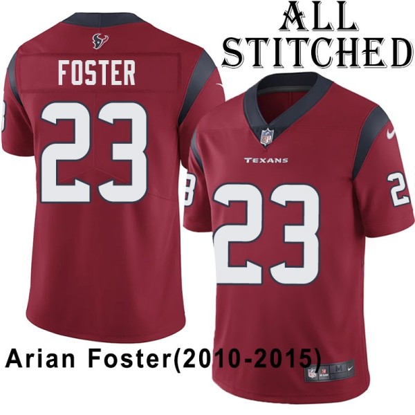 Red Embroidered Arian Foster Jersey Houston Texans #23 Stitched Jerseys
