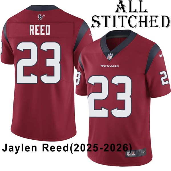 Red Embroidered Jaylen Reed Jersey Houston Texans #23 Stitched Jerseys