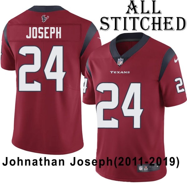Red Embroidered Johnathan Joseph Jersey Houston Texans #24 Stitched Jerseys