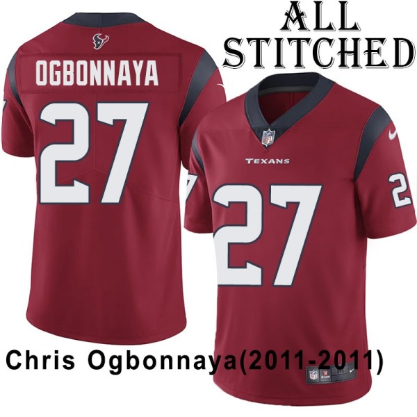 Red Embroidered Chris Ogbonnaya Jersey Houston Texans #27 Stitched Jerseys