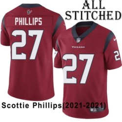 Red Embroidered Scottie Phillips Jersey Houston Texans #27 Stitched Jerseys