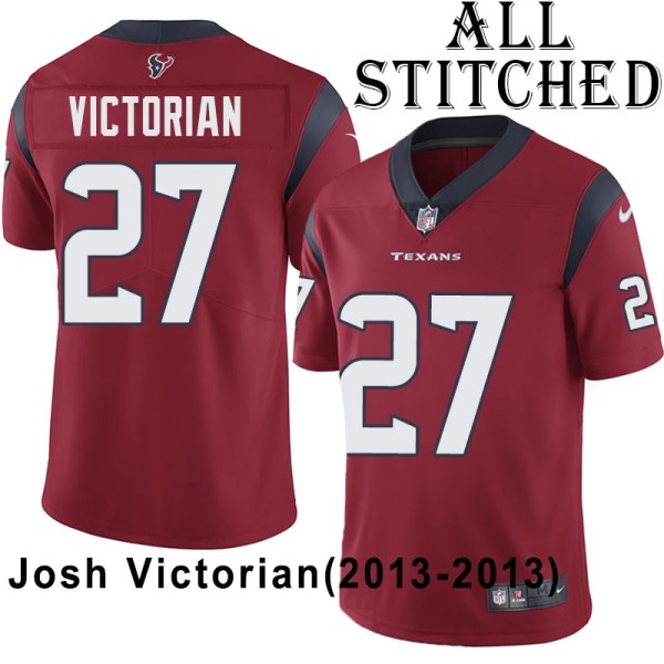 Red Embroidered Josh Victorian Jersey Houston Texans #27 Stitched Jerseys
