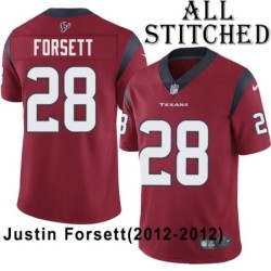 Red Embroidered Justin Forsett Jersey Houston Texans #28 Stitched Jerseys