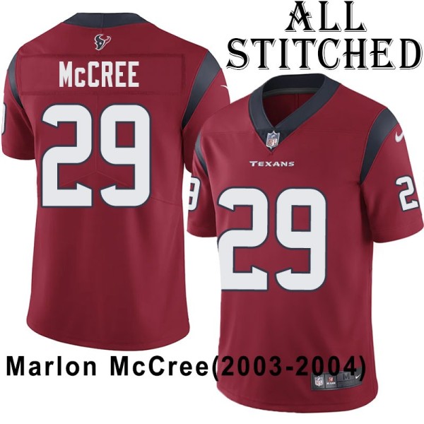 Red Embroidered Marlon McCree Jersey Houston Texans #29 Stitched Jerseys