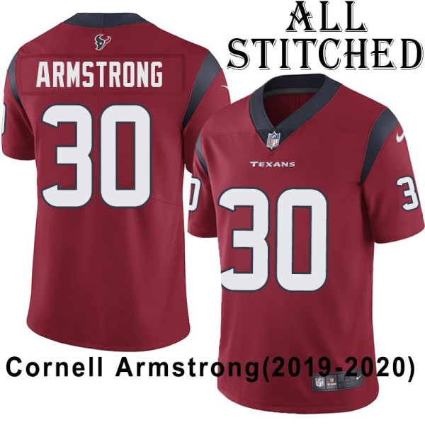 Red Embroidered Cornell Armstrong Jersey Houston Texans #30 Stitched Jerseys