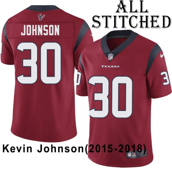 Red Embroidered Kevin Johnson Jersey Houston Texans #30 Stitched Jerseys