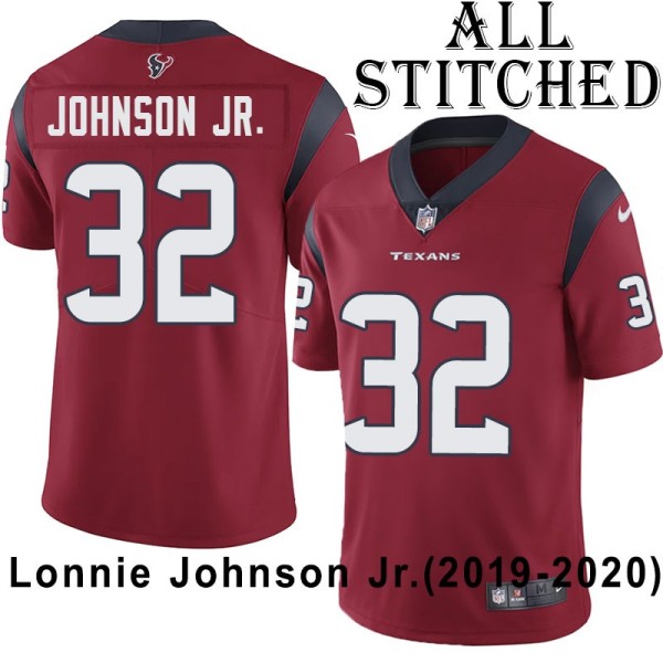 Red Embroidered Lonnie Johnson Jr. Jersey Houston Texans #32 Stitched Jerseys