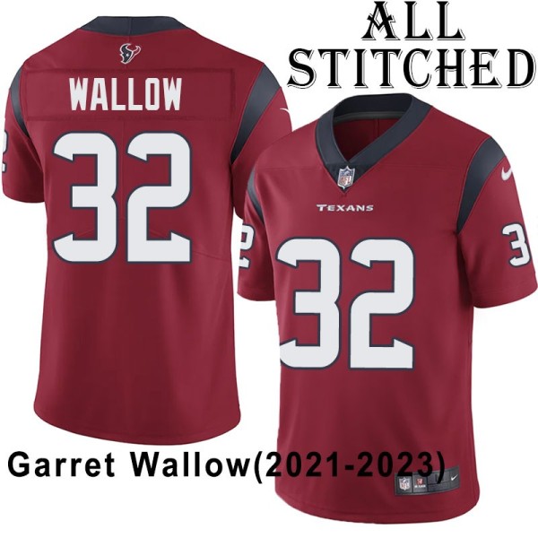Red Embroidered Garret Wallow Jersey Houston Texans #32 Stitched Jerseys