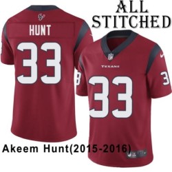 Red Embroidered Akeem Hunt Jersey Houston Texans #33 Stitched Jerseys