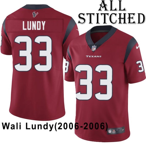 Red Embroidered Wali Lundy Jersey Houston Texans #33 Stitched Jerseys