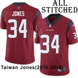 Red Embroidered Taiwan Jones Jersey Houston Texans #34 Stitched Jerseys