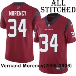 Red Embroidered Vernand Morency Jersey Houston Texans #34 Stitched Jerseys