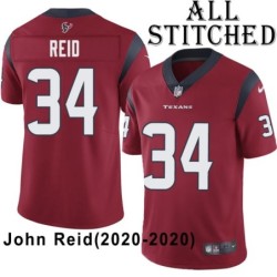 Red Embroidered John Reid Jersey Houston Texans #34 Stitched Jerseys