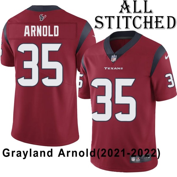 Red Embroidered Grayland Arnold Jersey Houston Texans #35 Stitched Jerseys