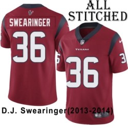 Red Embroidered D.J. Swearinger Jersey Houston Texans #36 Stitched Jerseys