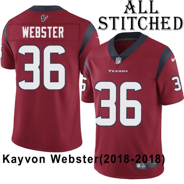 Red Embroidered Kayvon Webster Jersey Houston Texans #36 Stitched Jerseys