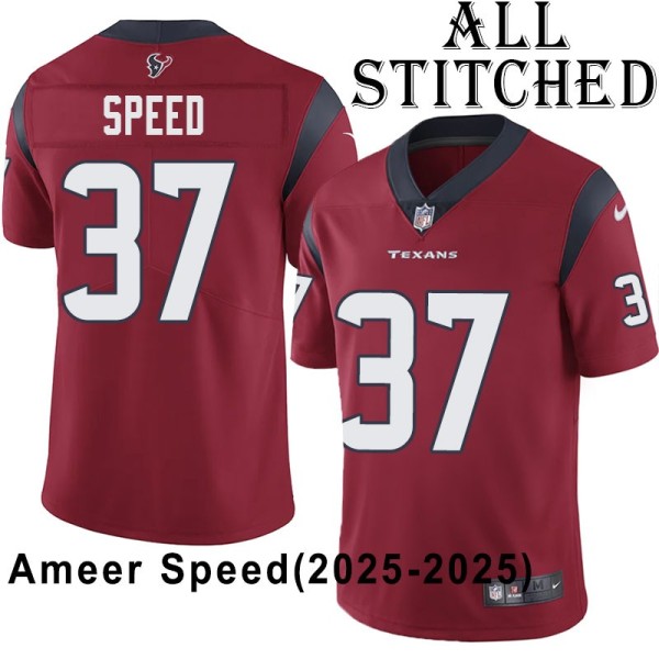 Red Embroidered Ameer Speed Jersey Houston Texans #37 Stitched Jerseys