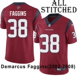 Red Embroidered Demarcus Faggins Jersey Houston Texans #38 Stitched Jerseys